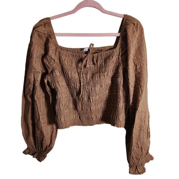 American Eagle Tops - American Eagle NWOT Ruched Cotton Peasant Balloon Sleeve Cropped Top Size XL